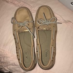 Tan and cheetah sperrys